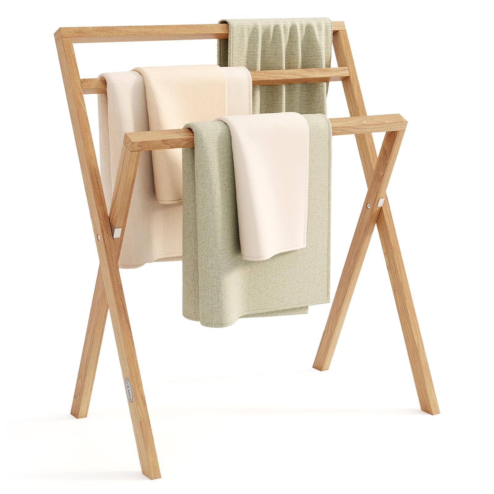 Tangkula Freestanding Towel Rack with 3 Hanging Crossbars